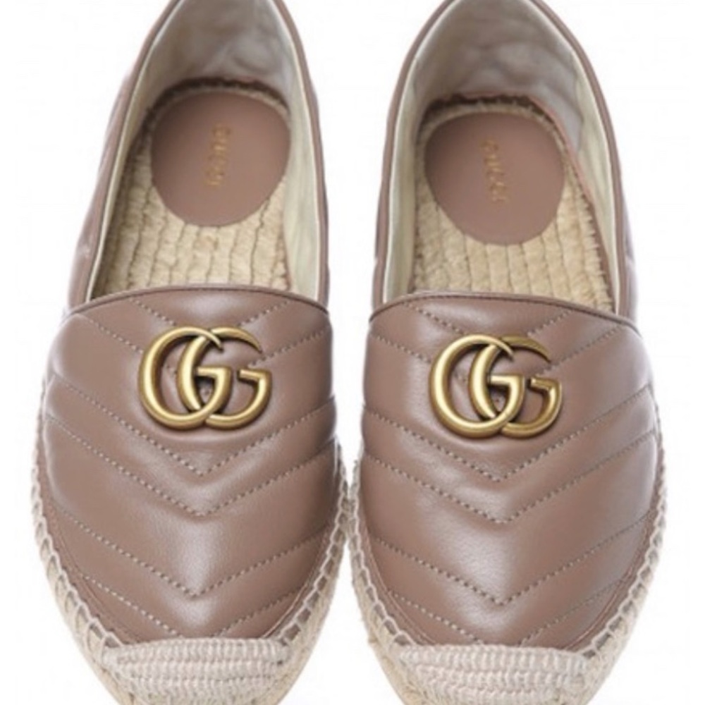 SOLD 🛑 Authentic Women’s Gucci Leather Quilted Porcelain Rose Espadrilles 39